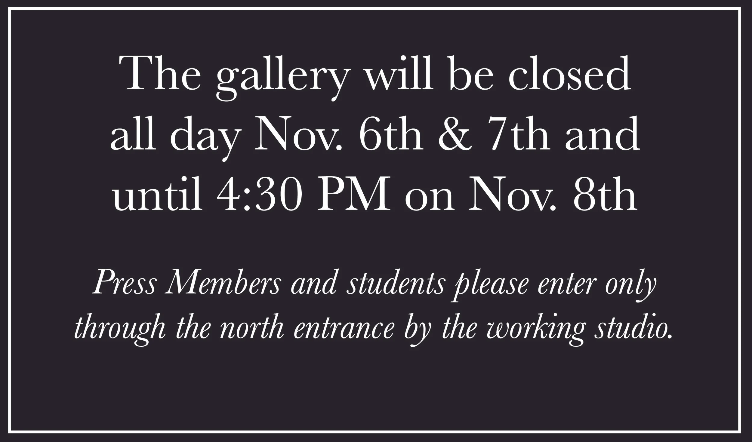 Artspace Gallery Closing for All Day Events