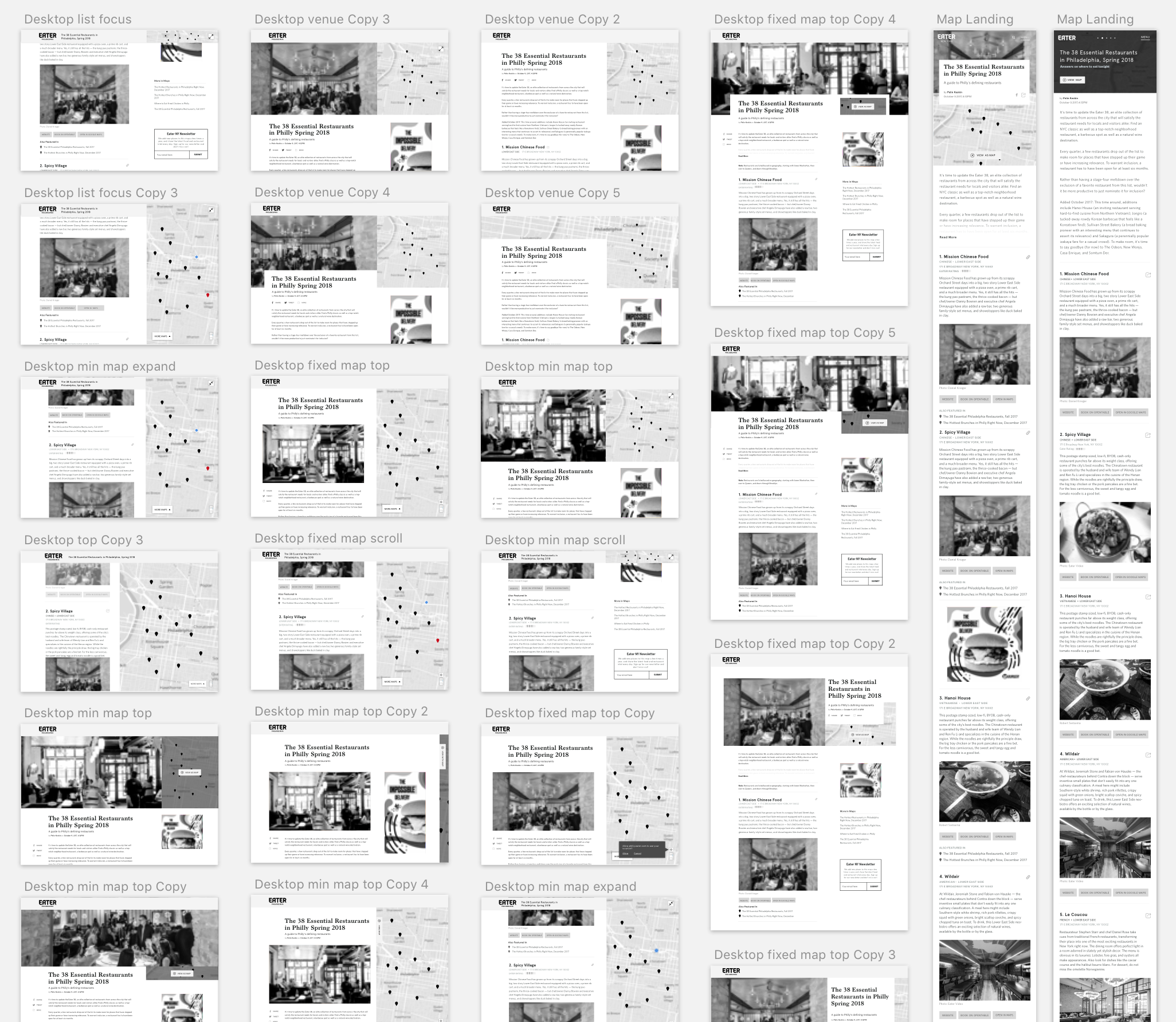 A sampling of iterations during interview and testing phase