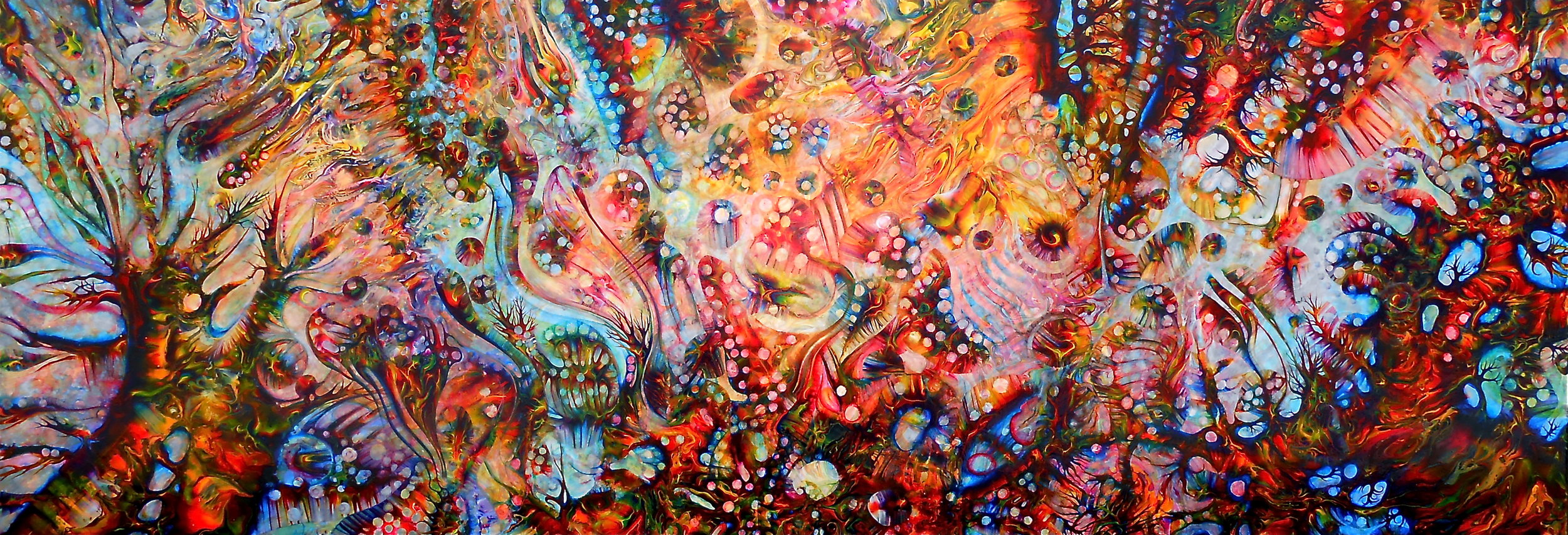 “Heart of the Psychedelic Jungle” 32cm x 91cm, acrylic – Kristen E Carleton