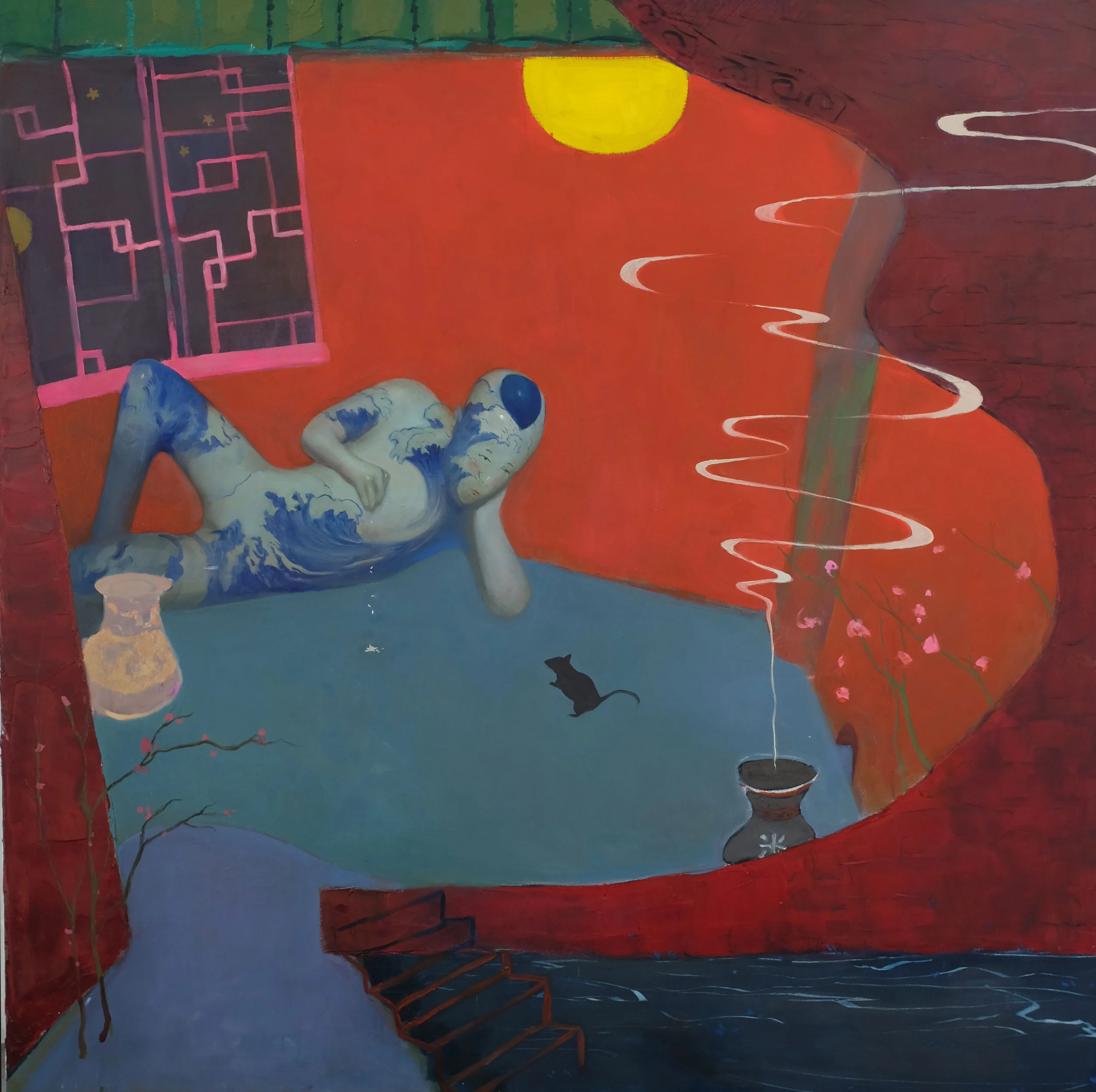 Yang Cao - Liminal Night, oil on canvas, 2018, 48" x 48"