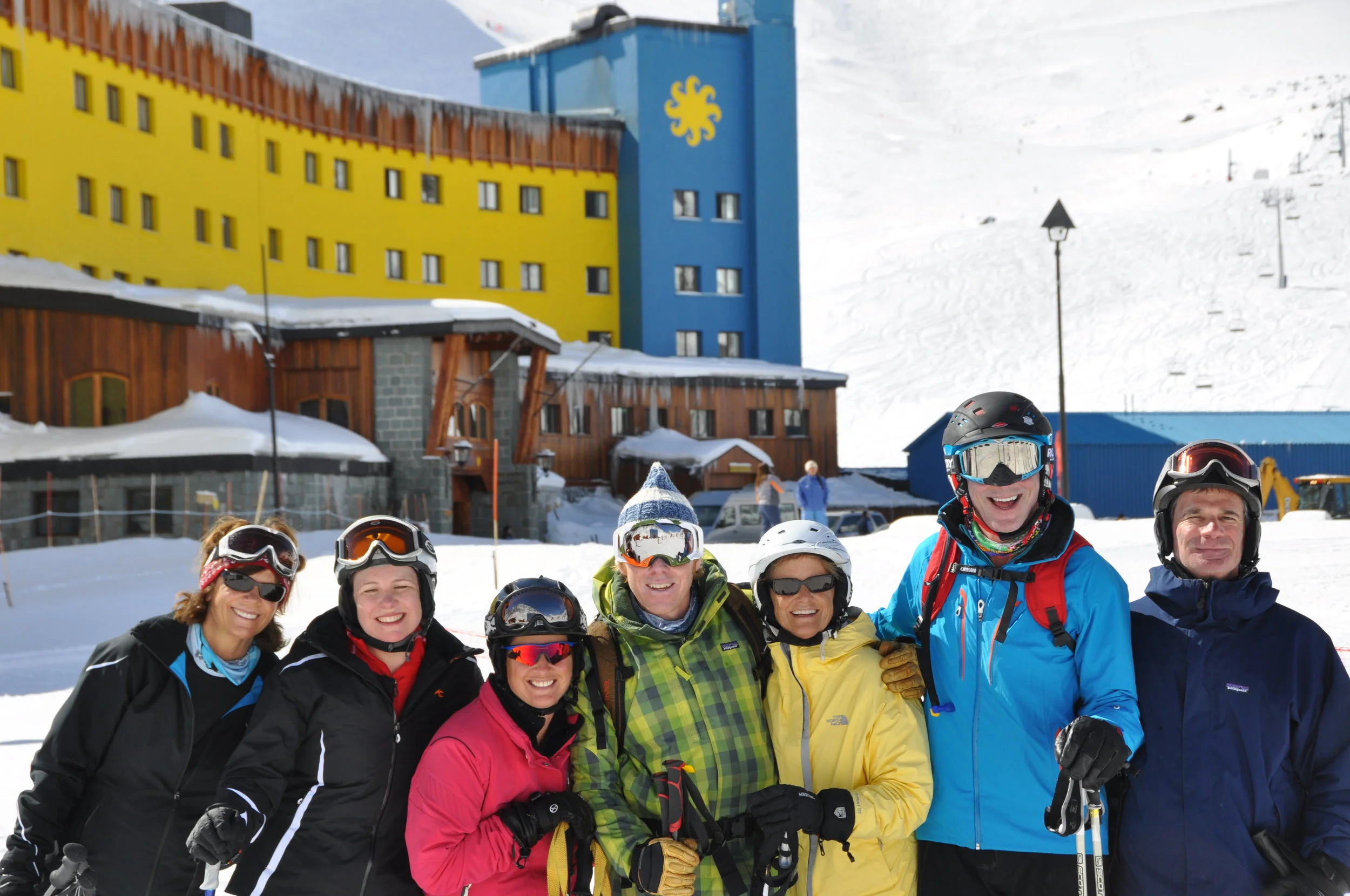 Brenda and new friends in Portillo, Chile