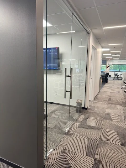 small office front glass wall