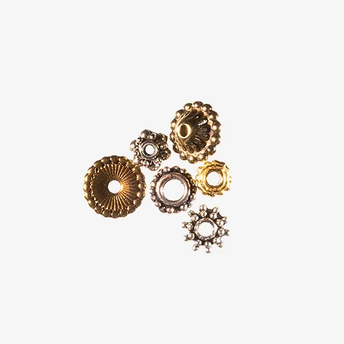 Bali-Style Spacers Material: Metal Bali style silver metal spacers that reflect the traditional style of silver- smiths from Bali. 