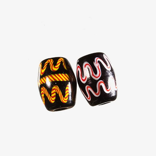 Java Material: Glass Java beads are lampwork beads made in Java, Indonesia, typically with a barrel shape and a simple pattern.