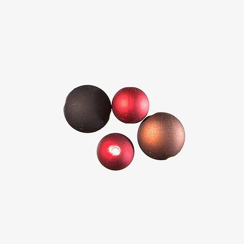 Rubberized Resin Material: Resin Lightweight beads with an acrylic core and a resilient, silky-smooth feel to the outside of the beads.