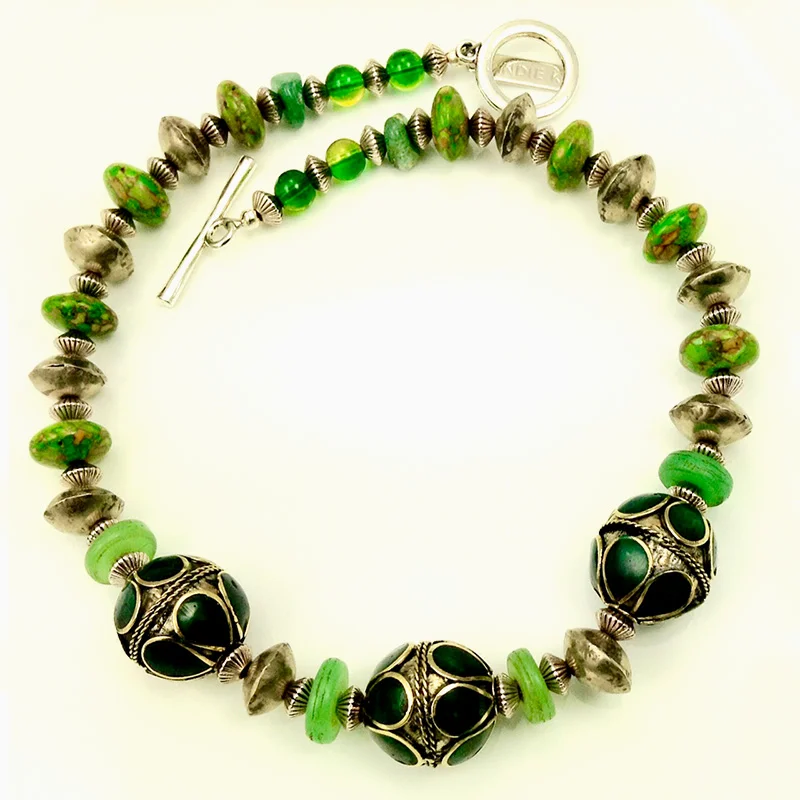 Turkmenistan Enamel, Nigerian Silver Coin Metal, Turquoise & Silver Metal