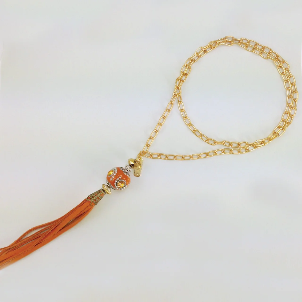 Czech Glass, Art Glass, Suede & Copper