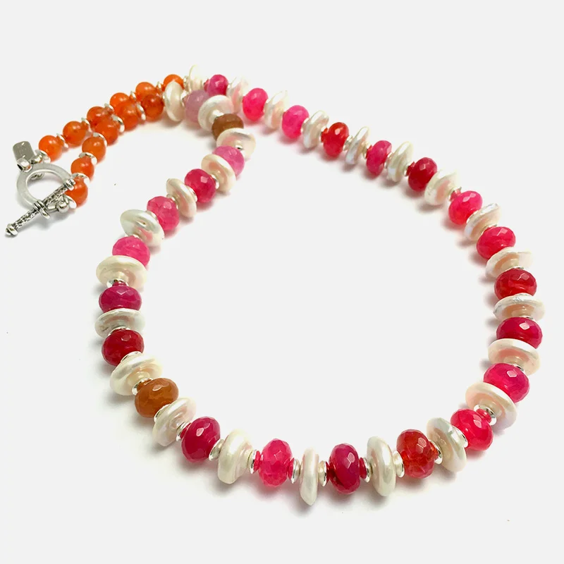 Agate, Freshwater Pearls & Sterling Silver