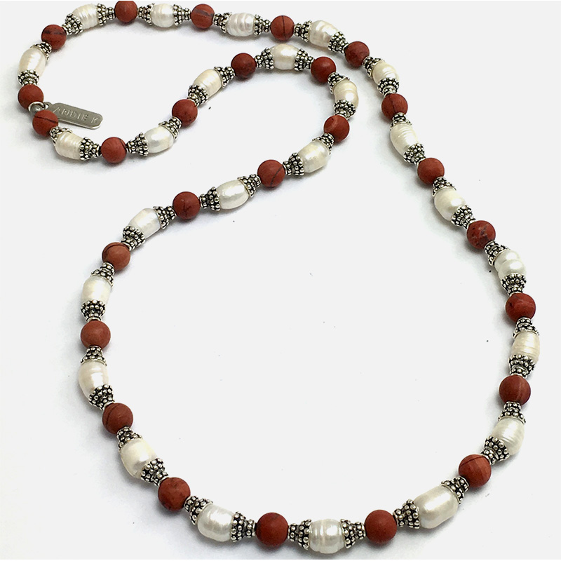 Sponge Coral, Pearls & Silver Metal