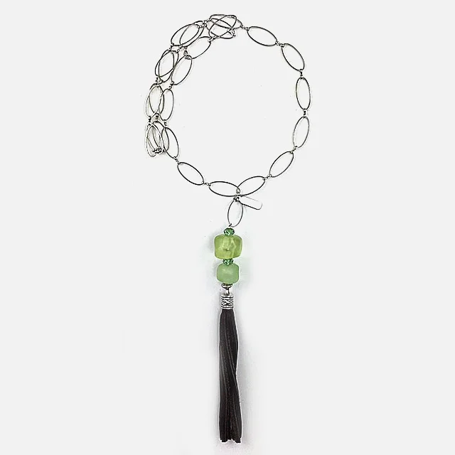 Vintage Lucite, Leather & Silver Metal