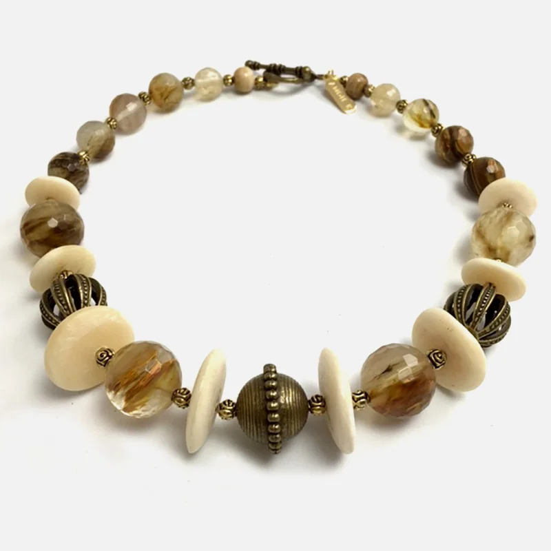 Bone/Horn, Glass & Burnished Metal