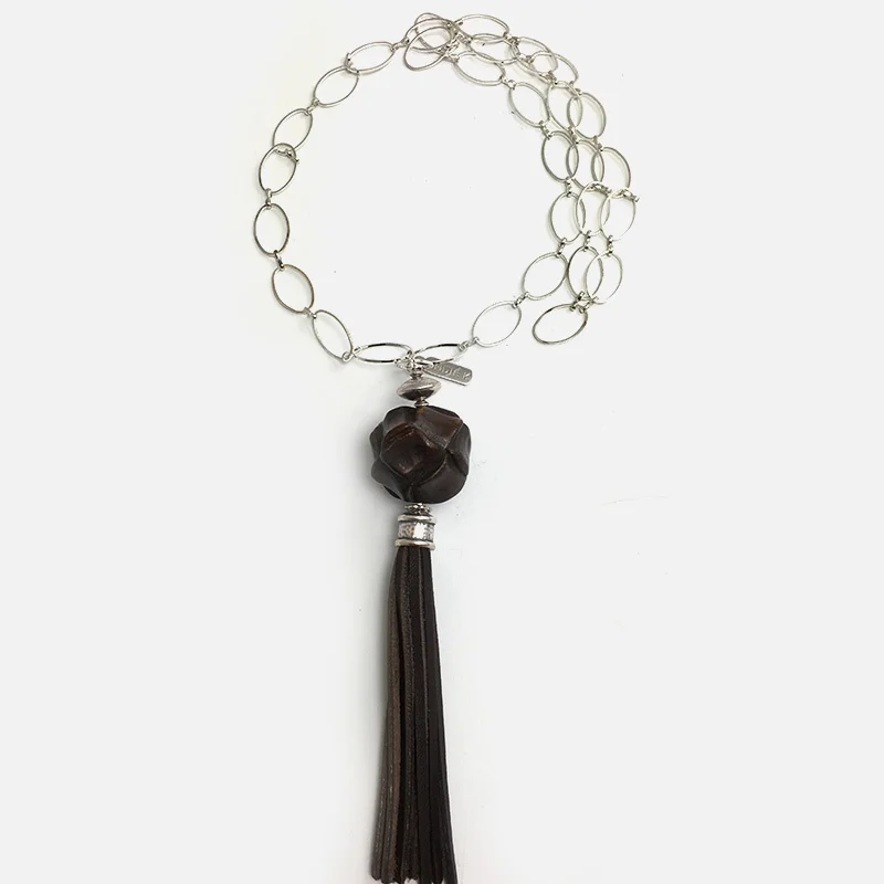 Wood, Leather & Silver Metal