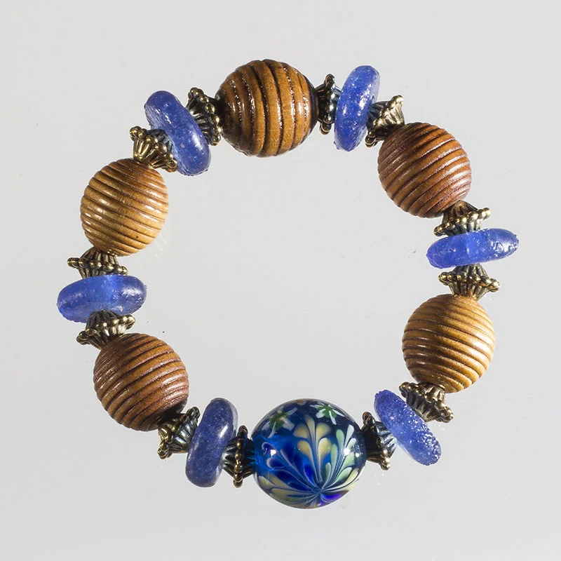 Lampwork Glass, Recycled African Glass, Wood