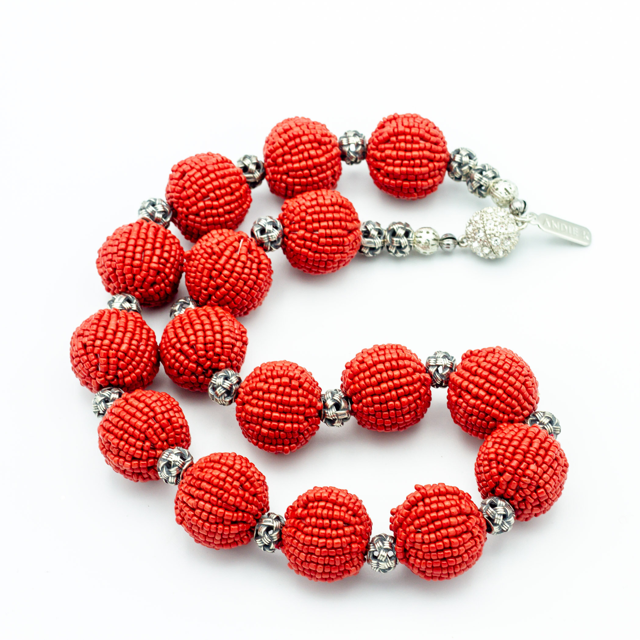 Hand-Beaded Clay Beads and Silver