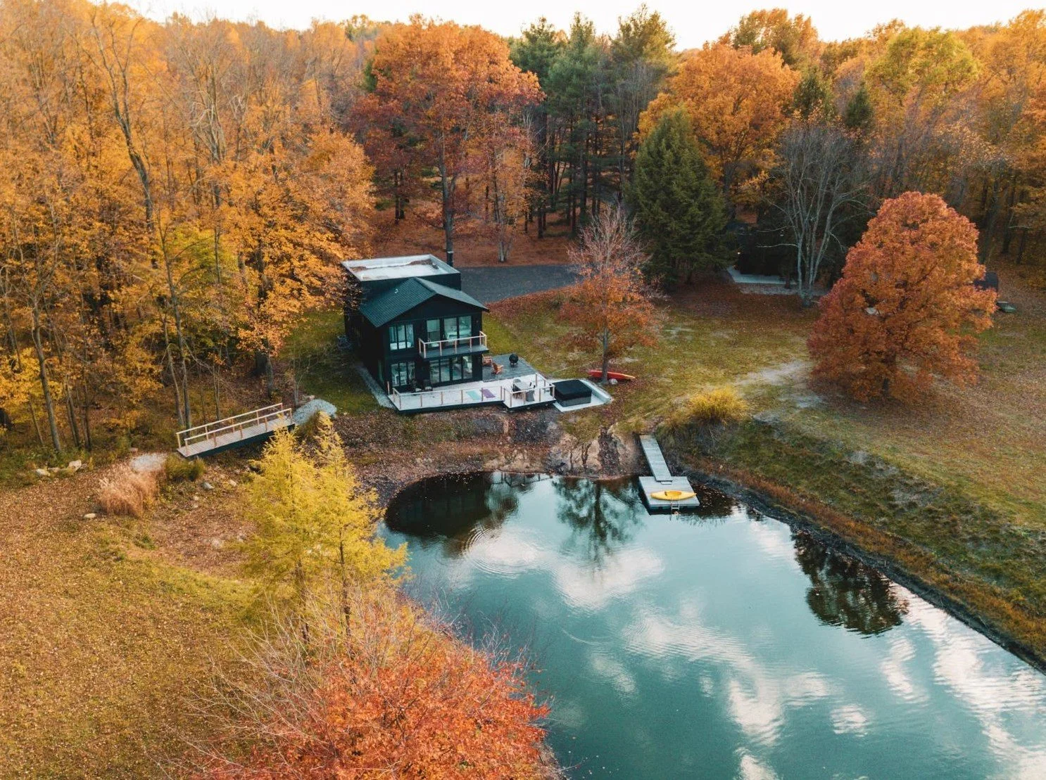 A Log Cabin with a Modern Addition on 20 Acres