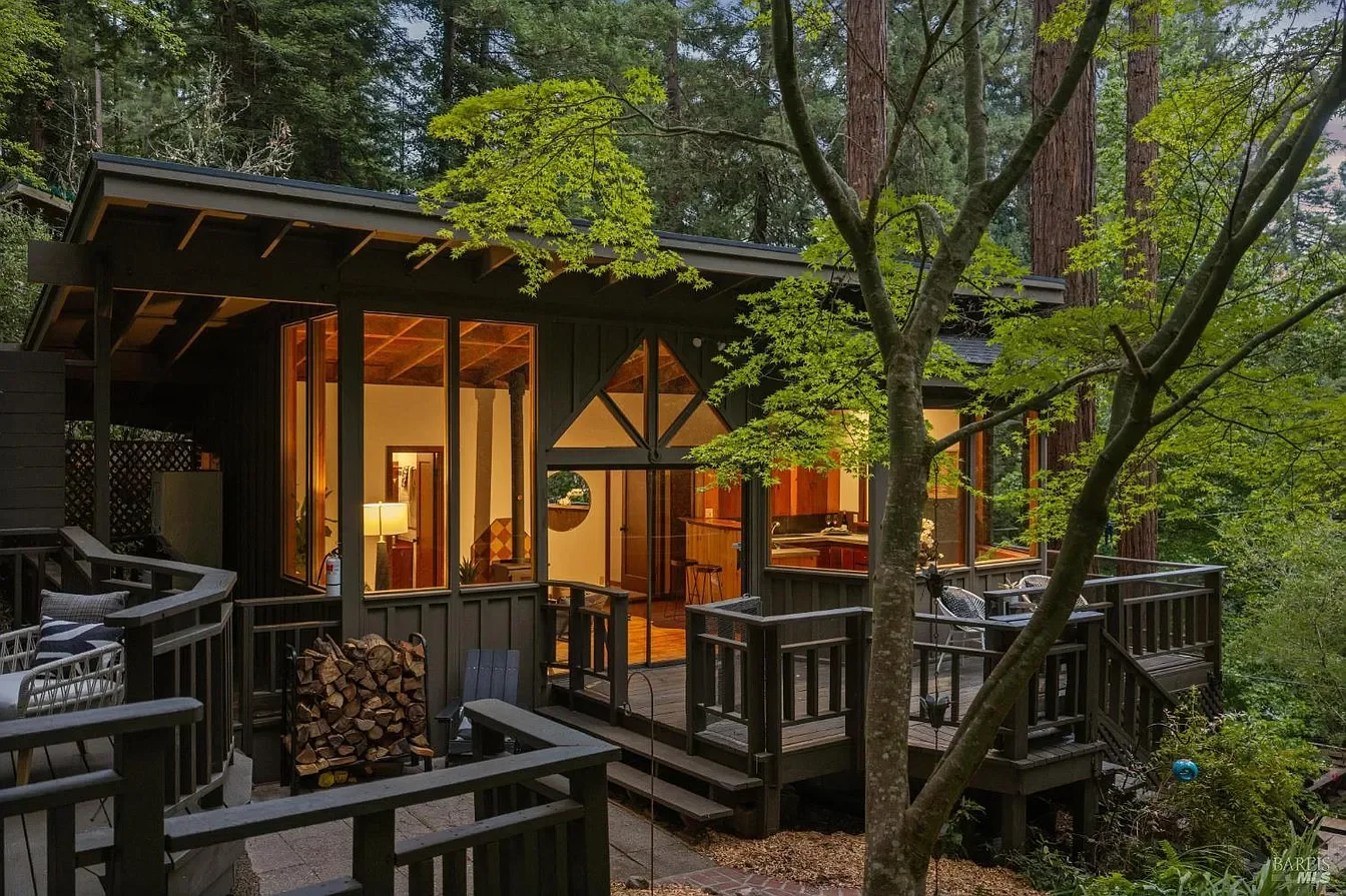 Warm Redwood Interiors in Monte Rio, CA - $510,000