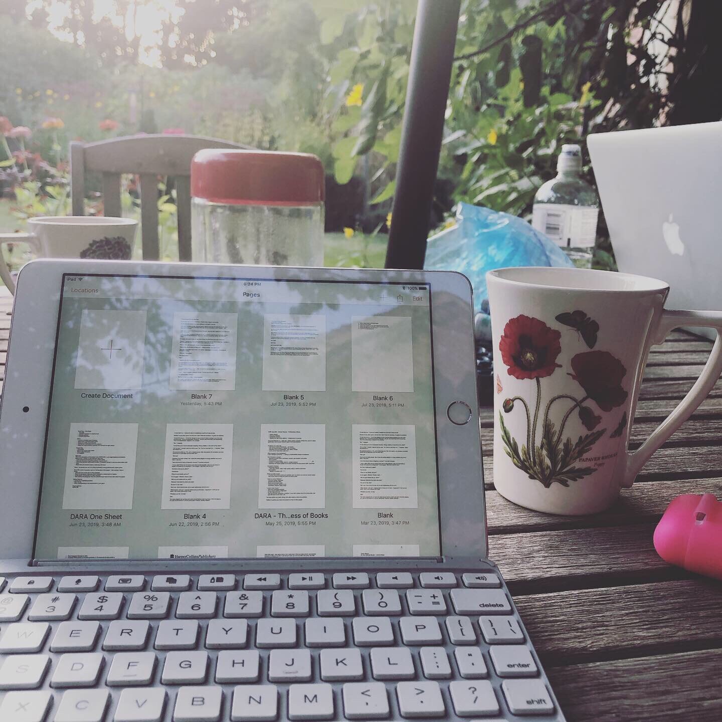 My iPad mini + bluetooth keyboard was perfect for writing in an English garden.