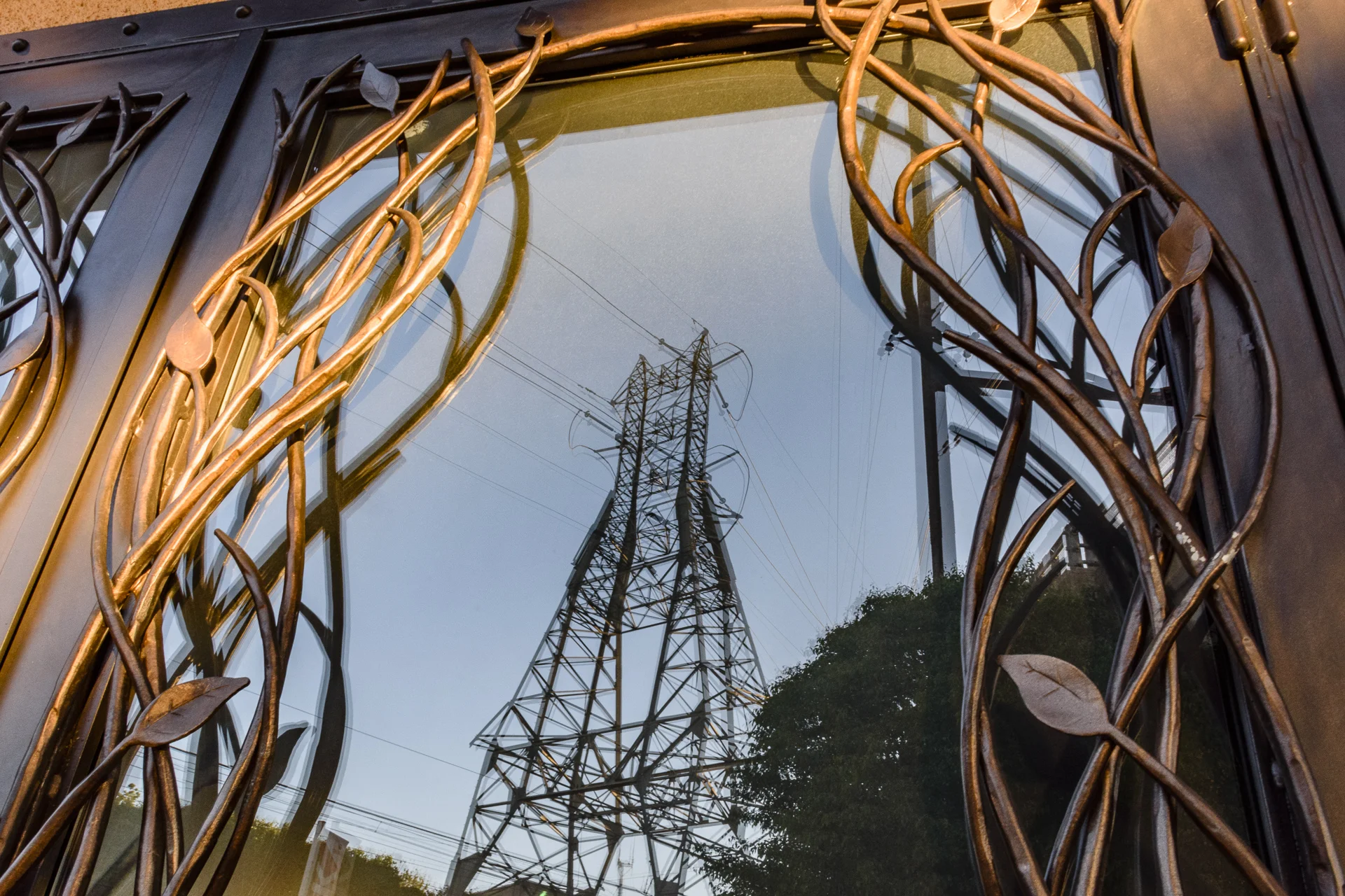 Reflection of Utility Tower in Art Nouveau Shop Window, Manayunk, Pennsylvania, 2017