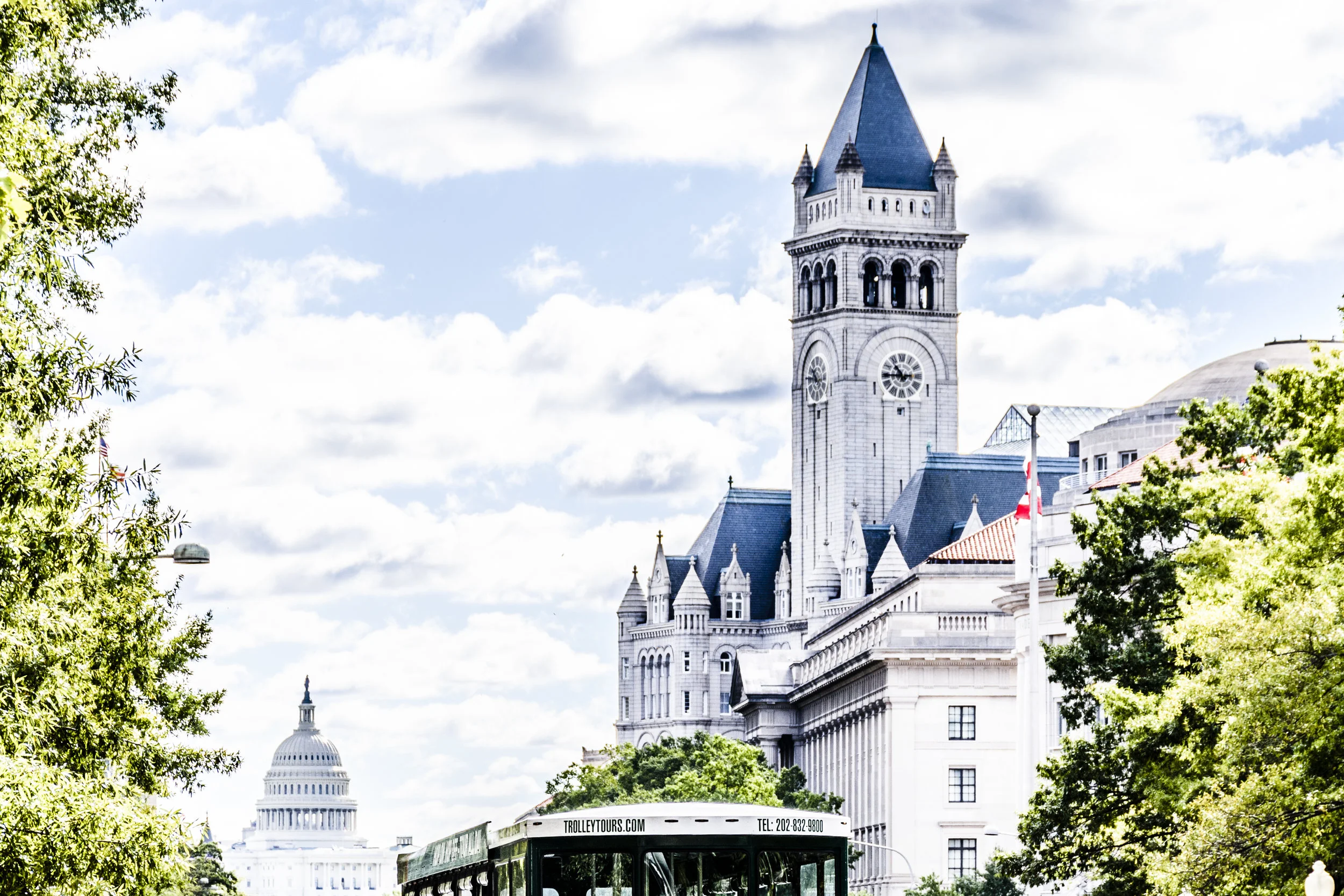 Statue of Freedom on Capitol Building and Trump International Hotel