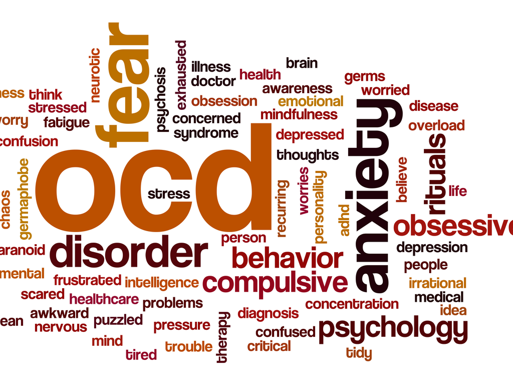 OCD word and words depicting how OCD feels