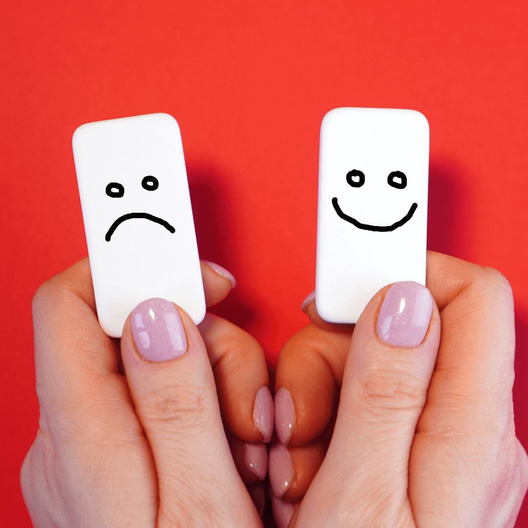 Sad and happy domino. If you struggle with changes in  mood, see a christian therapist today. We are located in North Tampa and South Tampa.