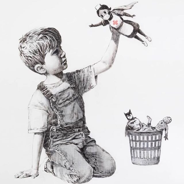 BANKSY rinde homenaje al personal m&eacute;dico y cambia las reglas del juego con su nueva obra
.
.
GAME CHANGER
.
.
#banksy #gamechanger #art