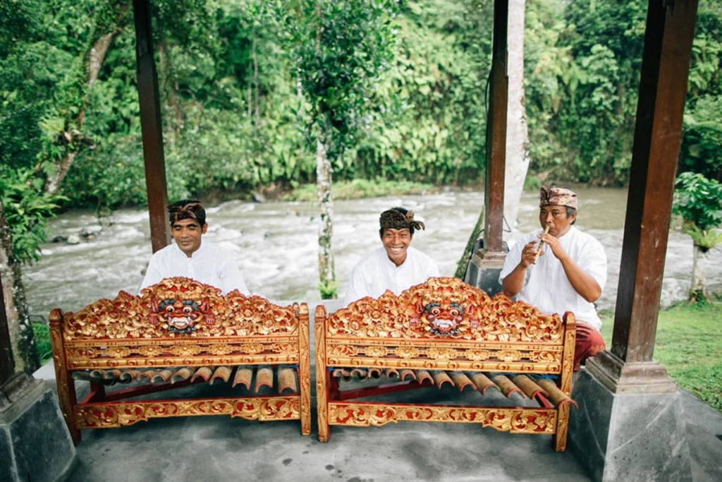 Balinese musicians play traditional instruments at a wedding in Ubud.jpg