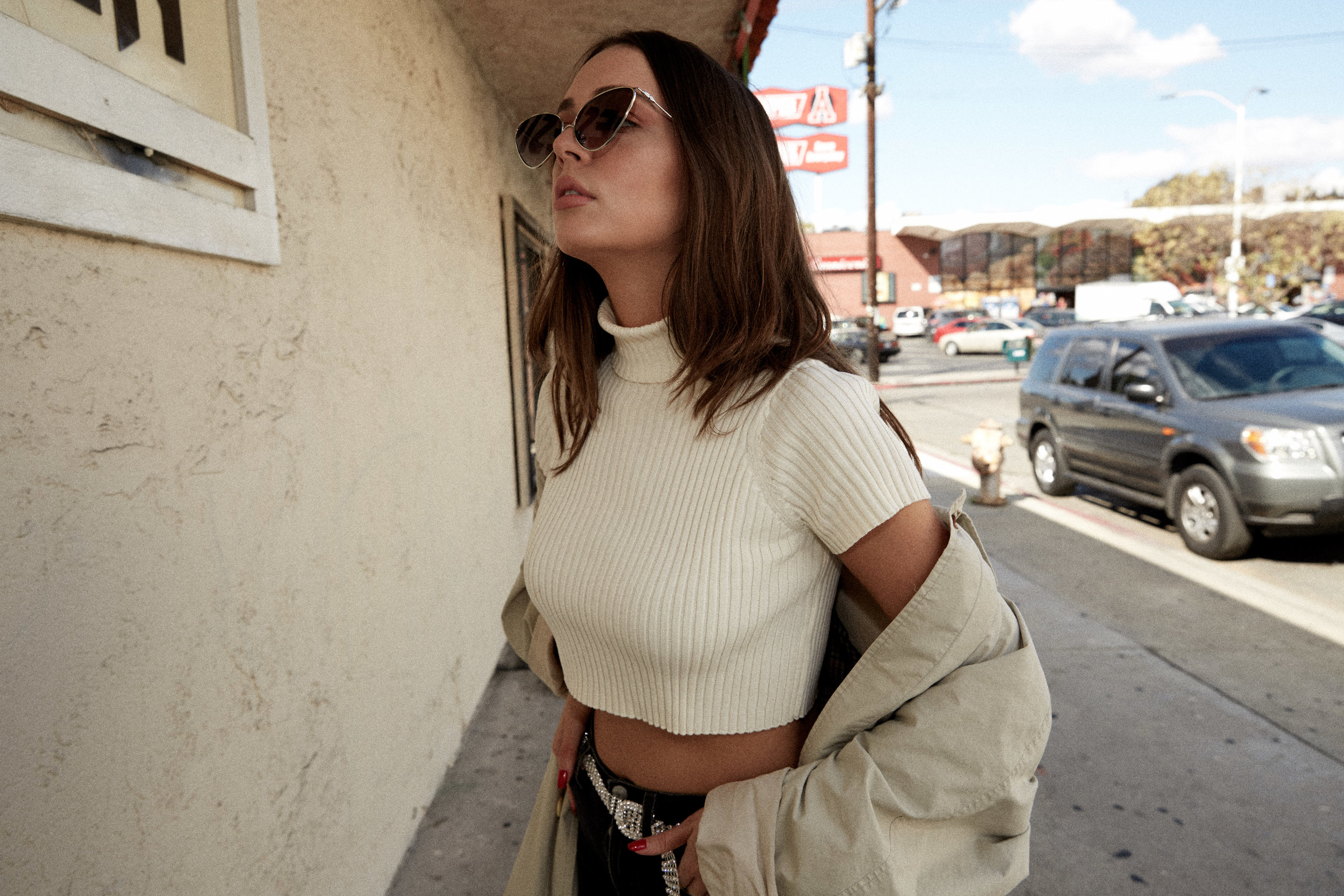 staud Levi denim Gucci vintage trench coat and other stories