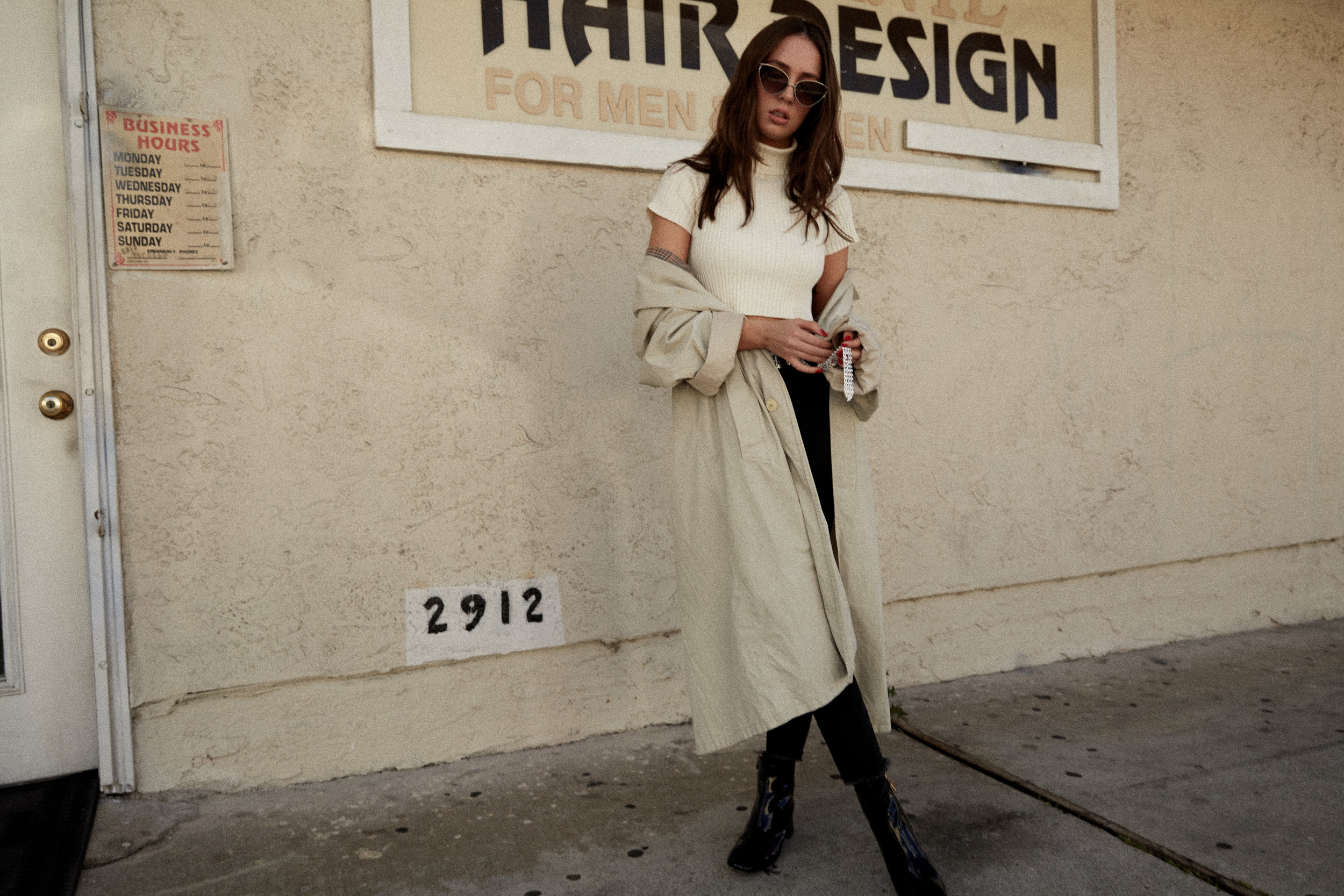 staud Levi denim Gucci vintage trench coat and other stories