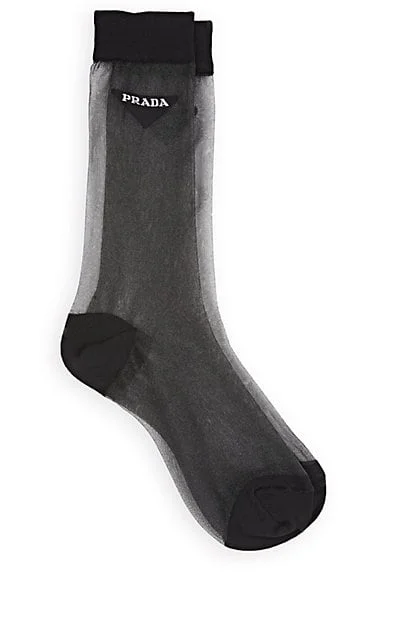 Prada logo tulle mid calf socks