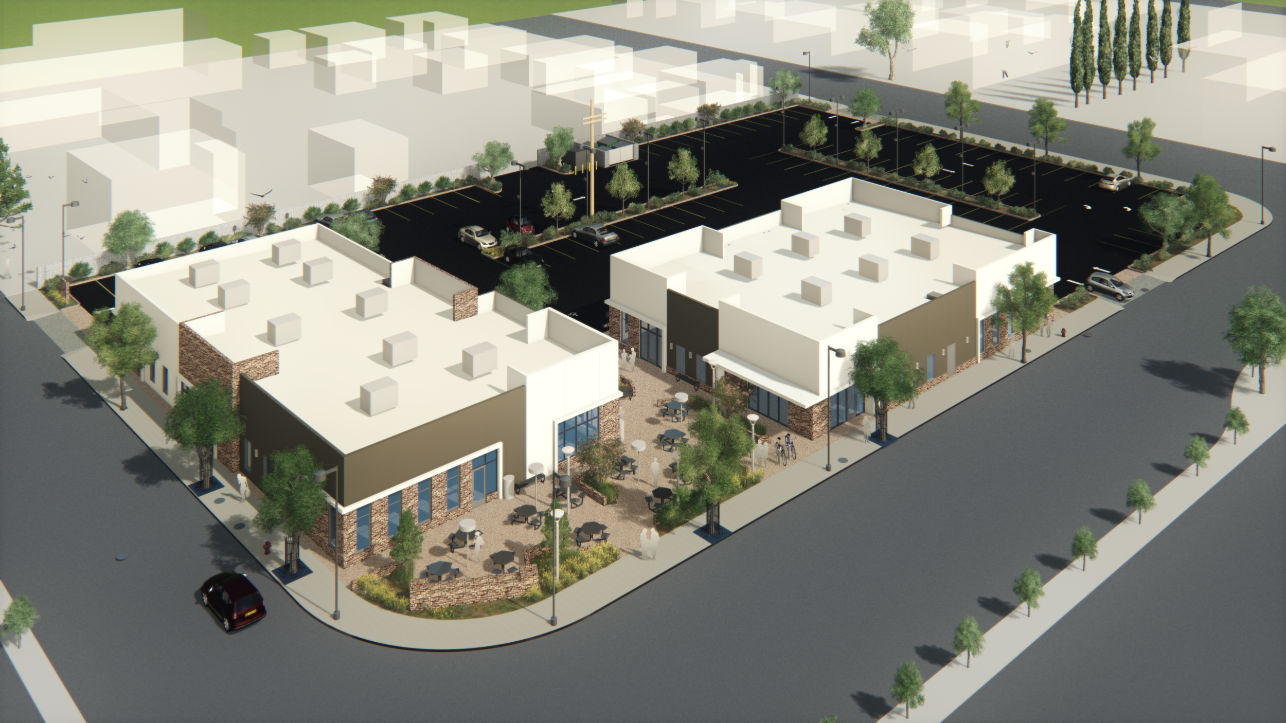 Aerial view of Clearwater Crossing Retail Center development