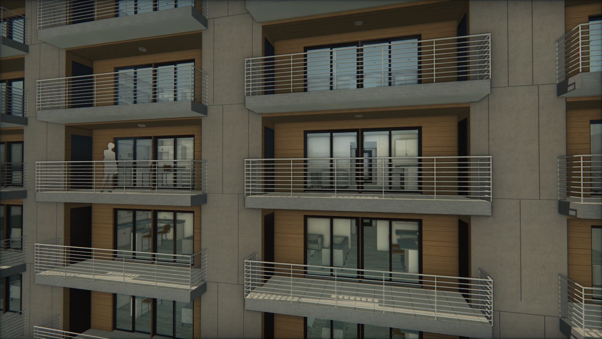 Balconies with people at 178 North Halstead development