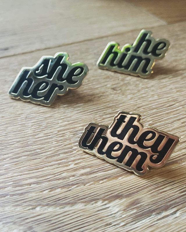 Live in Portland?! These enamel pronoun pins are available @localbranch located in inner SE.

#shopsmall #pronouns #pronounpins #portland #queer #gender #theythem #sheher #hehim