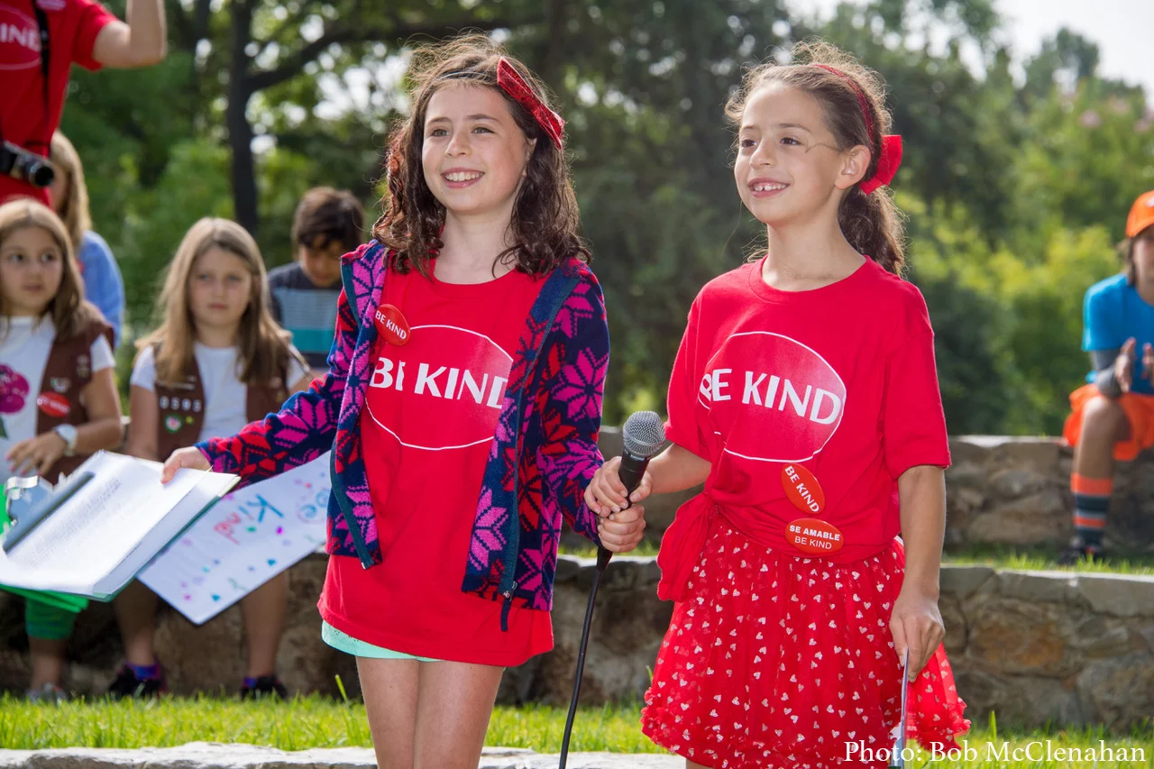 Be Kind Napa Valley founders (and sisters), Talulah and Ruby leading the Kindness Day Celebration in Yountville on July 29, 2017.