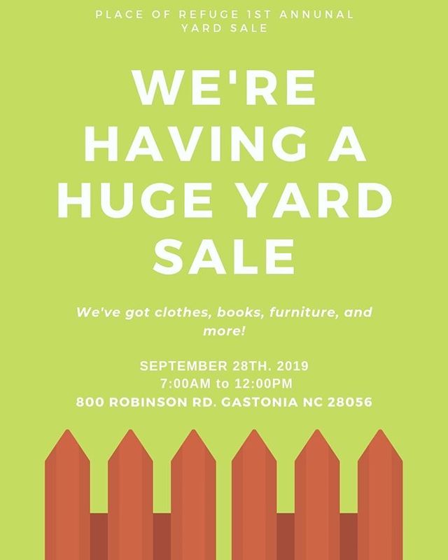We&rsquo;re having a HUGE yard sale!!!! Come on out and support Place of Refuge!!! For more info please contact us!! Every item sold helps us continue to affirm the value of life in all stages by compassionately sharing the gospel of Jesus Christ!!! 