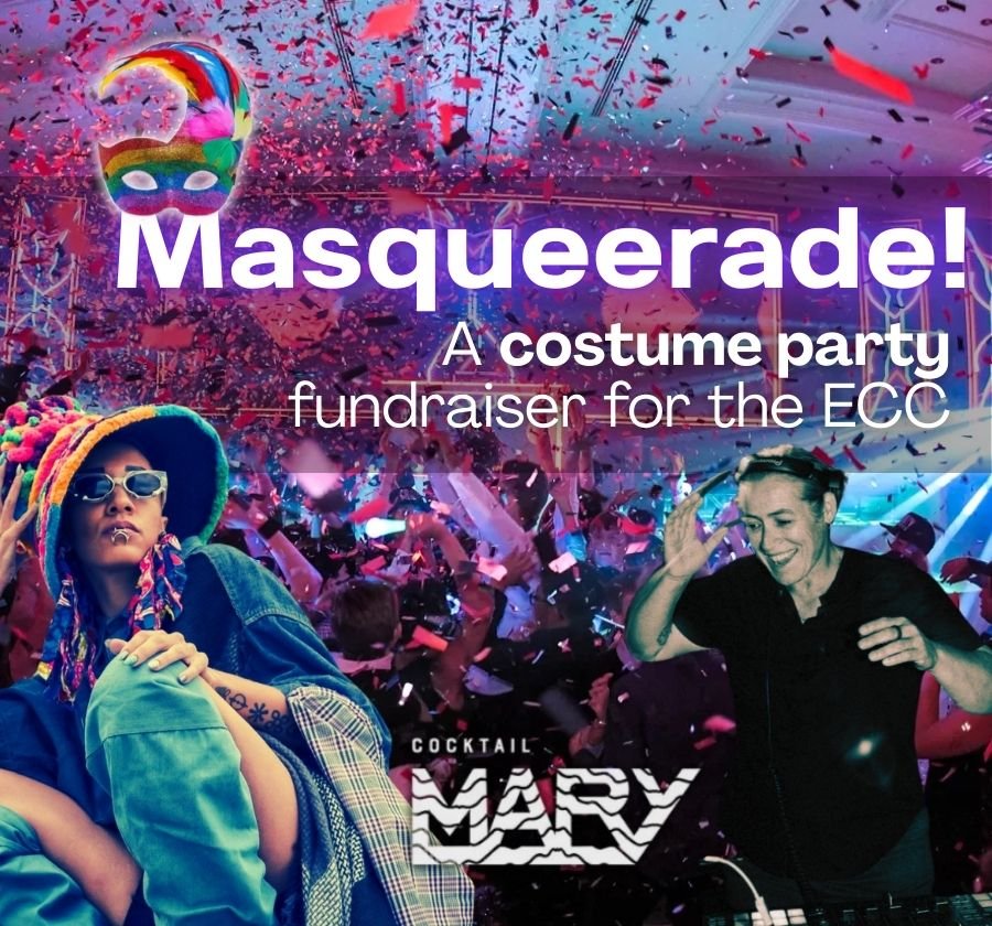 Graphic for Masqueerade costume party with pictures of Aquarius Funkk and DJ Jodi