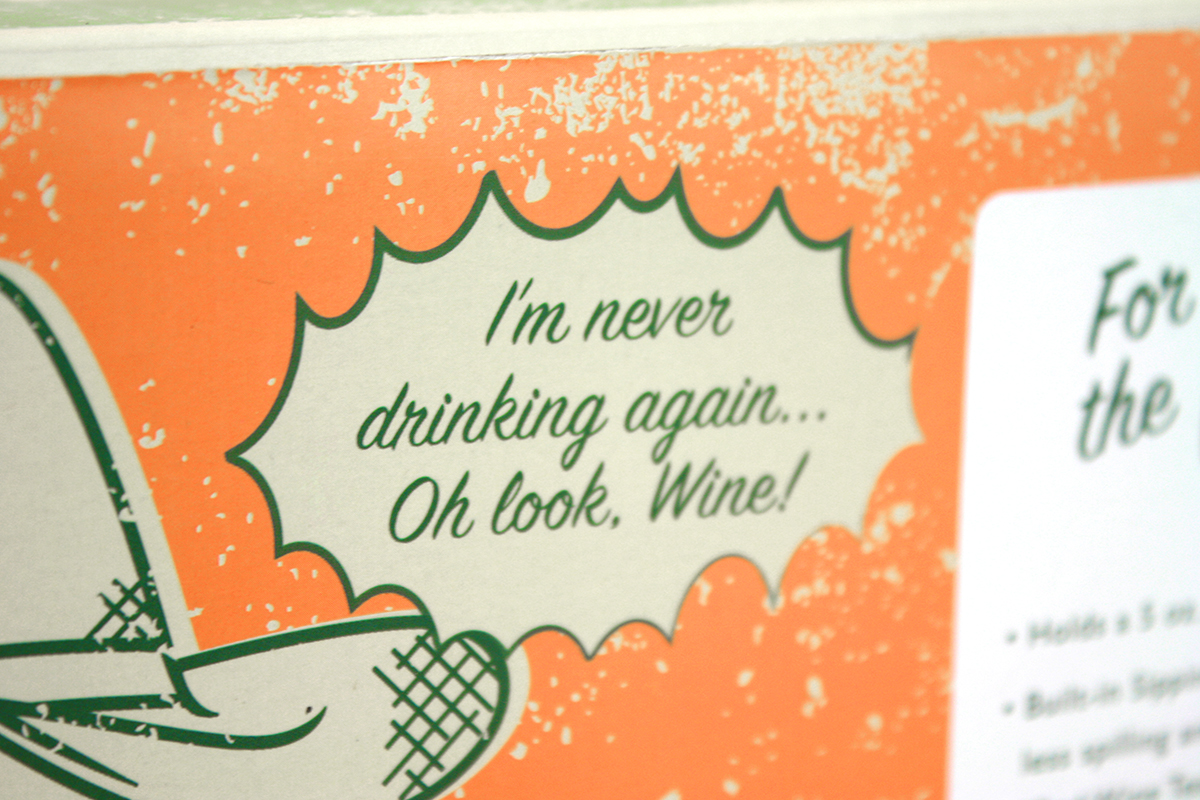 As the packaging is opened, more humorous quotes are revealed.