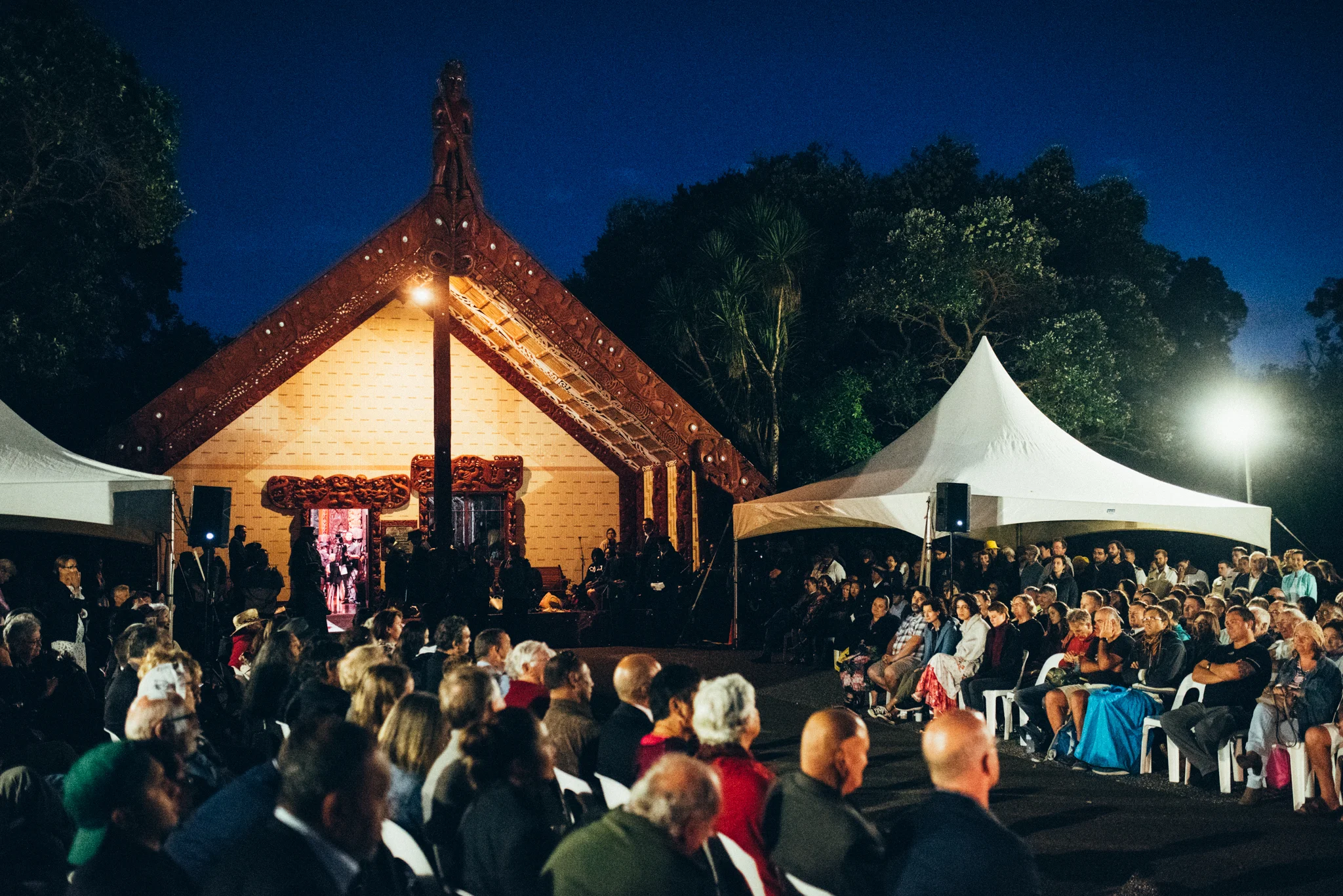 The upper marae was packed out for the service.