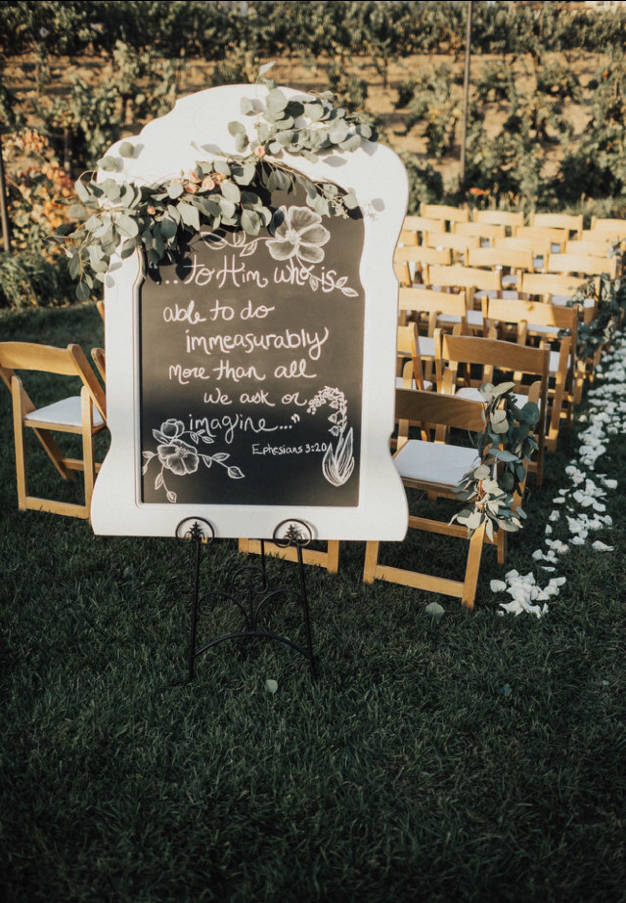 Stephanie hand-wrote this chalkboard art. This is the Bible Verse that Ross and I carry in our hearts daily. “To Him who is able to do immeasurably more than all we can ever ask or imagine...” (Ephesians 3:20).