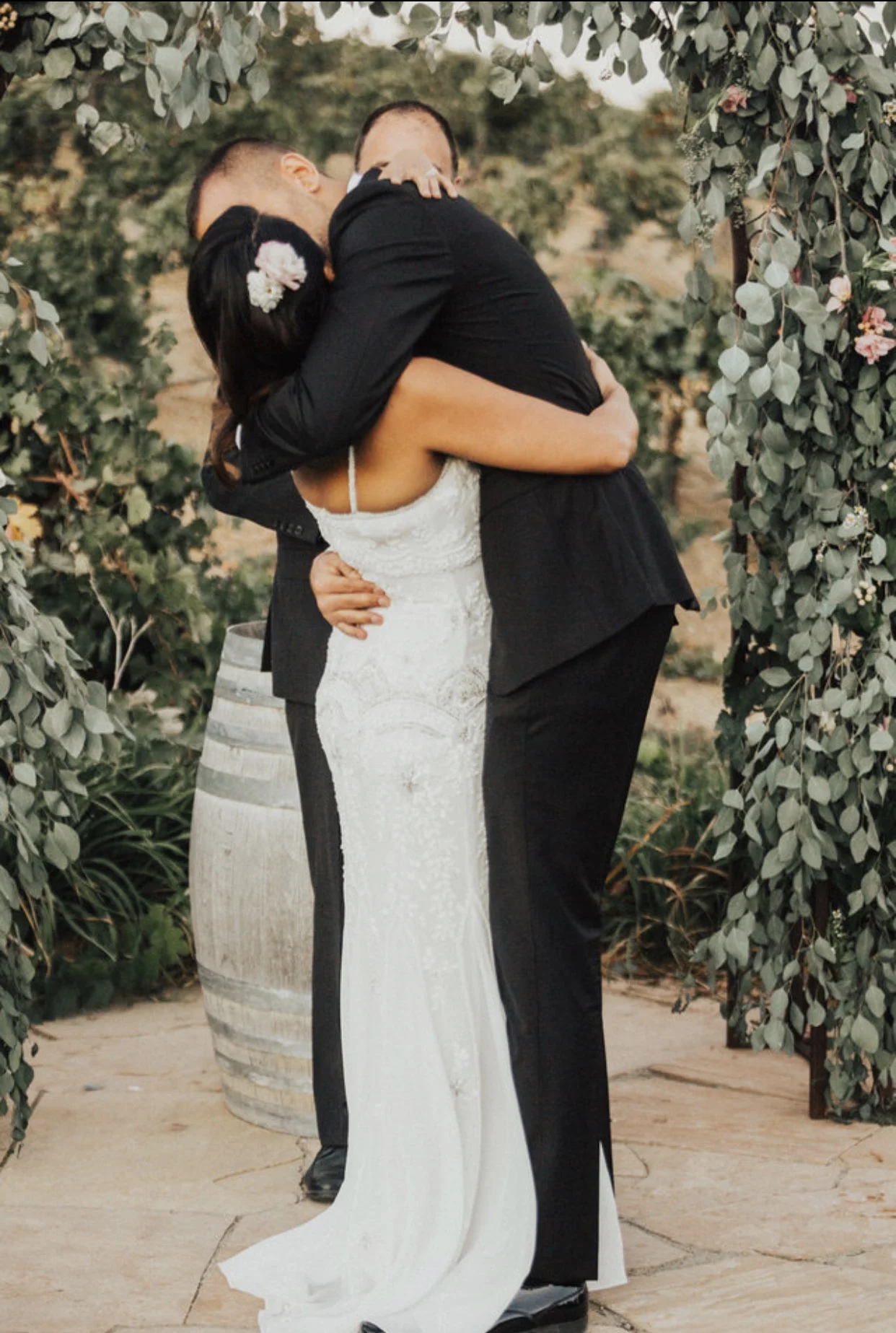 Oh, wait, but Ross just couldn't get enough! So he went in for the full embrace, too! I overheard our Officiant say "THERE YOU GO!" 