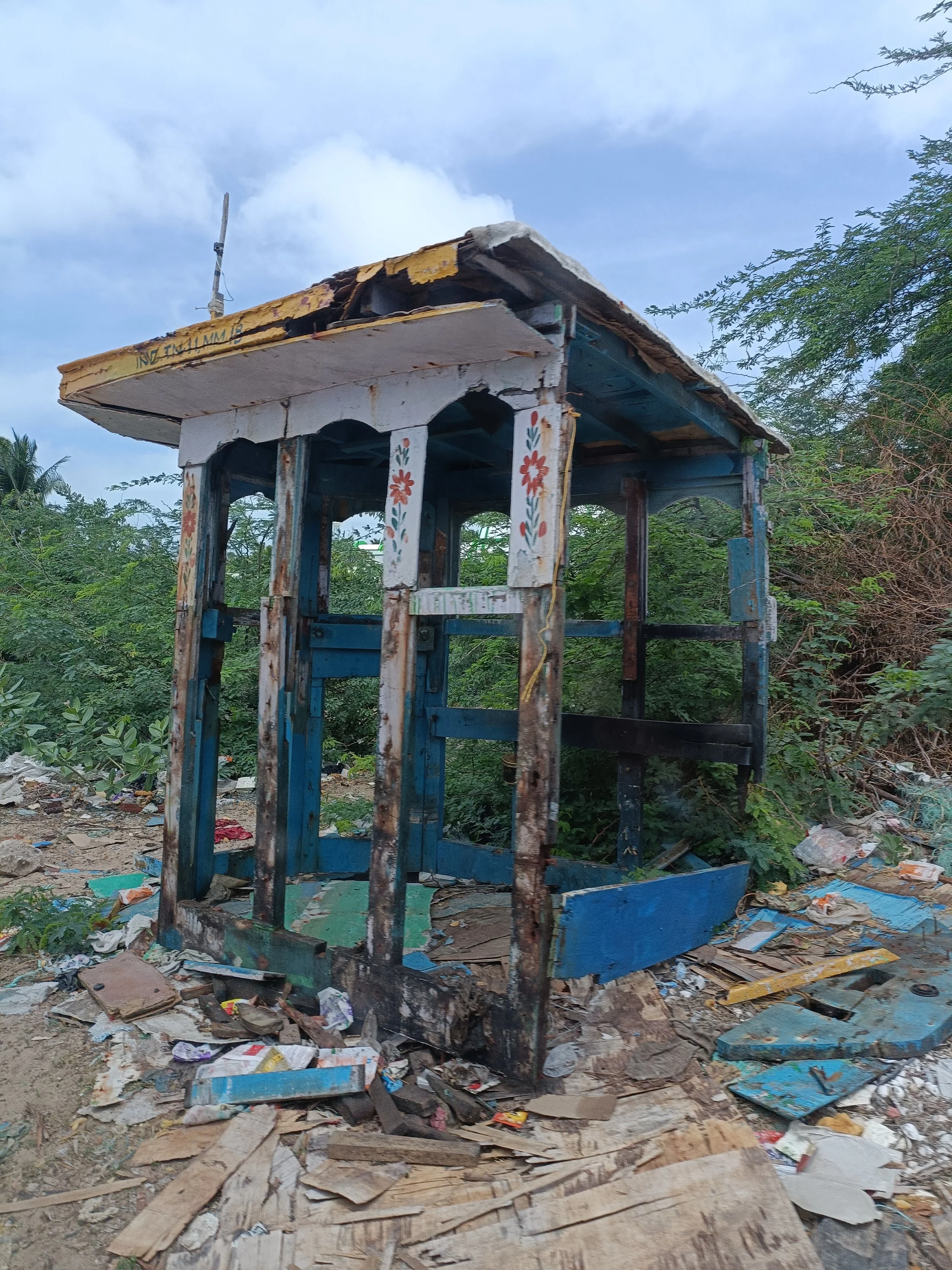 Abandoned boat wheelhouse