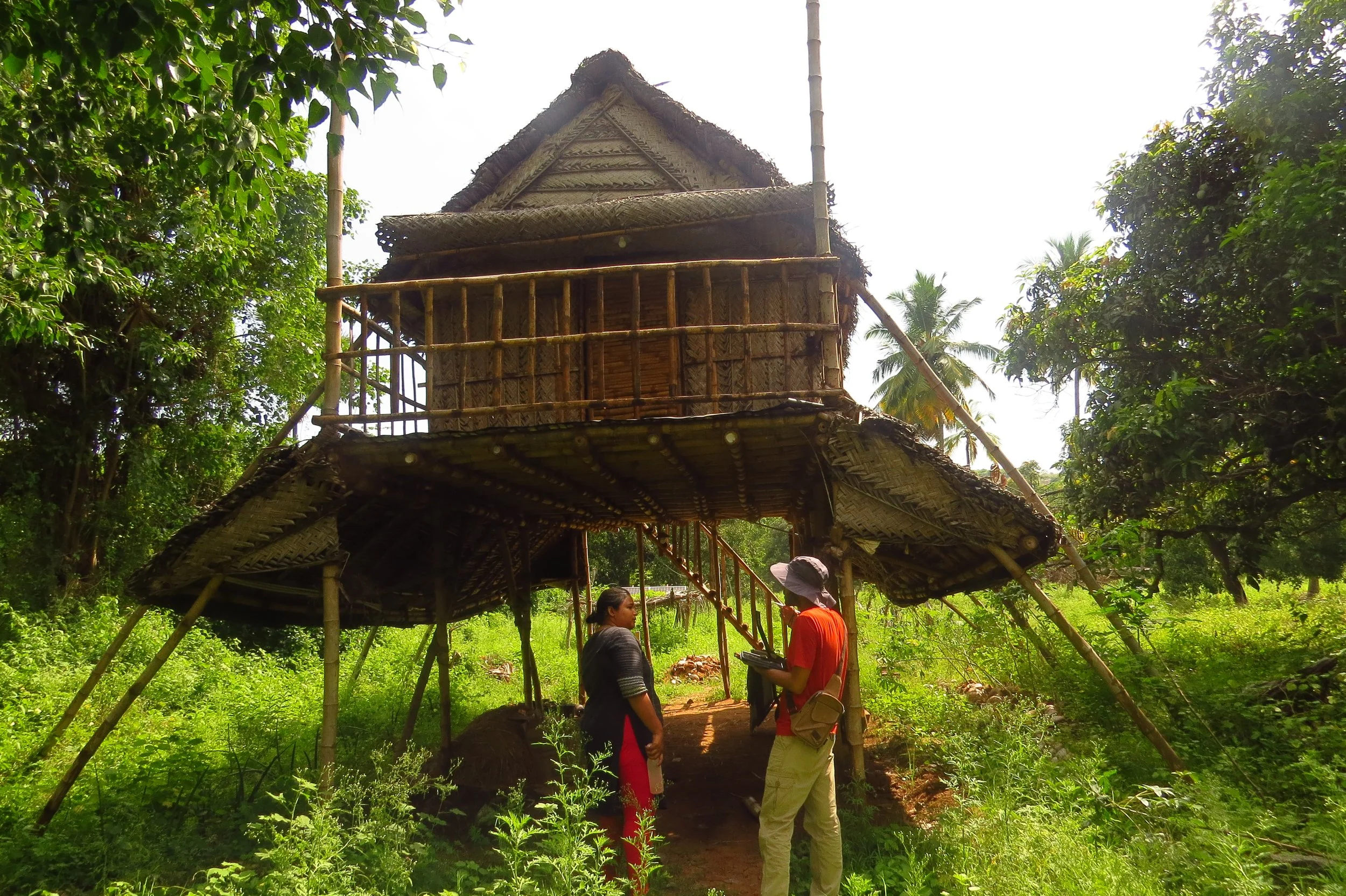 Bamboo hut built by clients as a first shelter