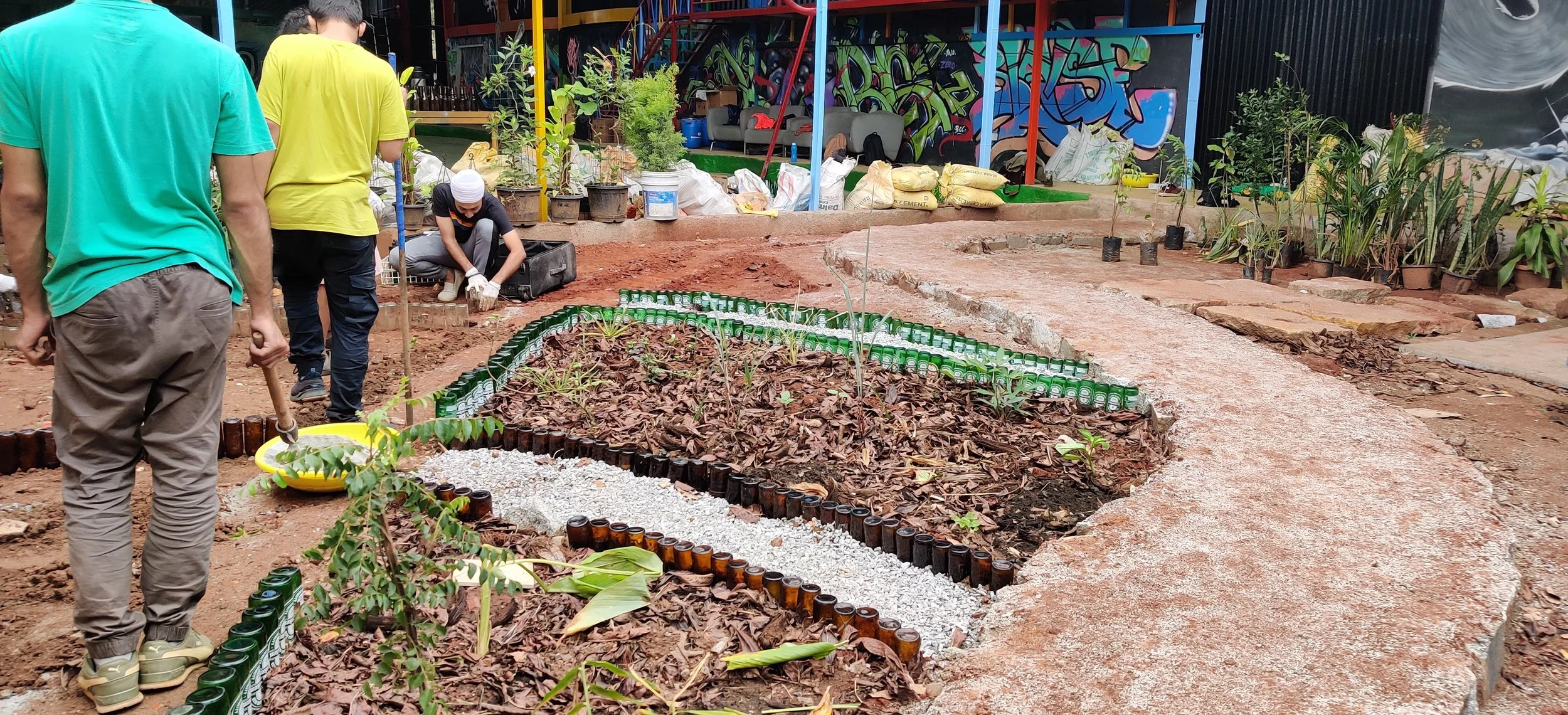 Adding mulch and gravel