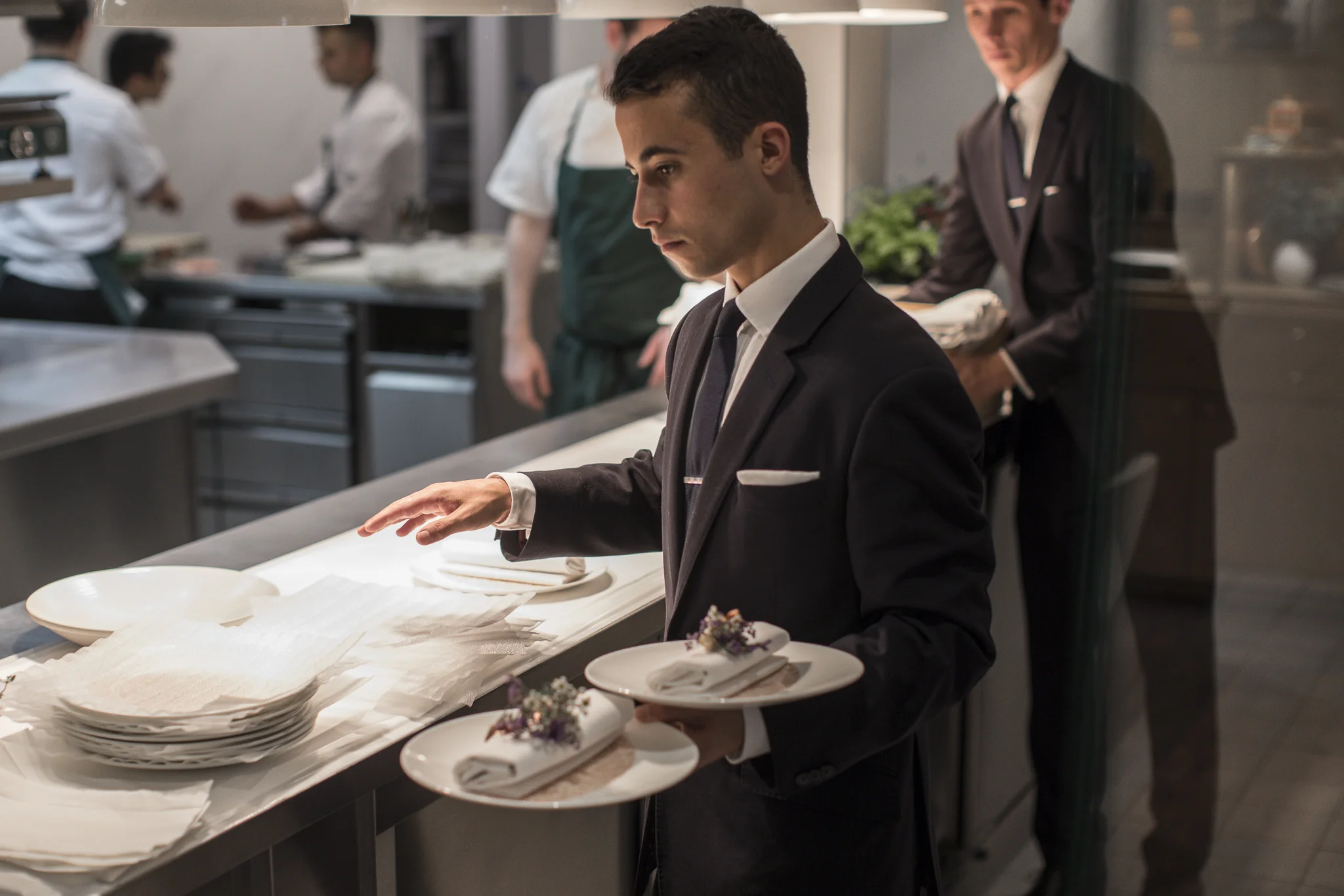 Front-of-House staff prepare for the evening service, at Core