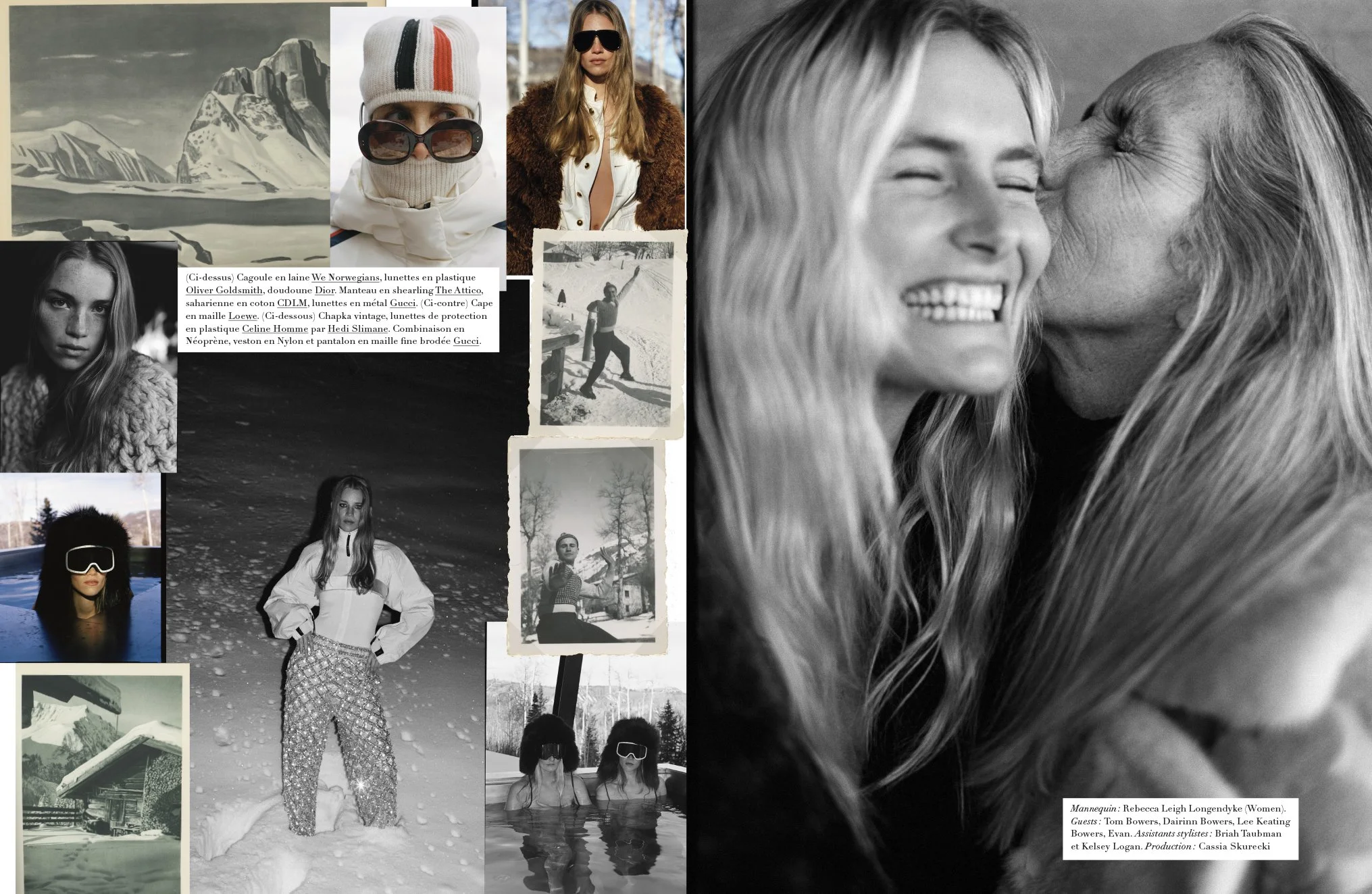 Closing collage from “Faraway Road,” featuring Rebecca Longendyke and the Bower family in Aspen for Harper’s Bazaar France, photographed by Sean Thomas. 
