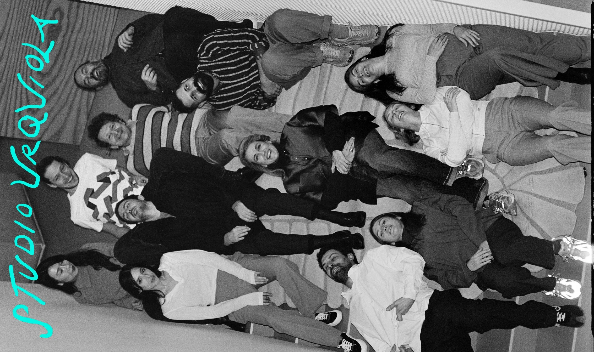  Black-and-white group portrait of the Studio Urquiola team in Milan, photographed by Sean Thomas for Door’s “People Make Salone Vol. 2” Salone del Mobile story. 
