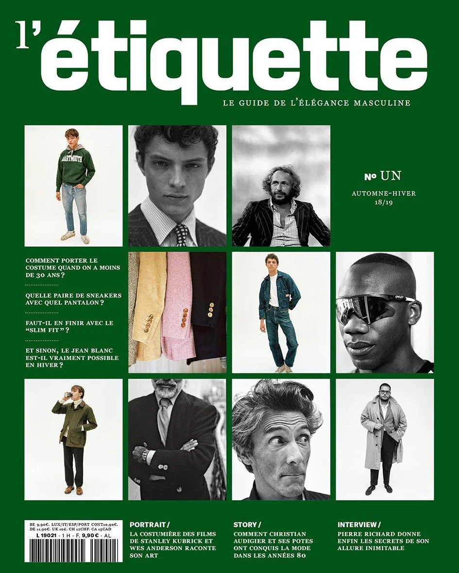  Cover of L’Étiquette Homme No. 1, photographed by Sean Thomas, featuring the issue’s menswear portraits, seasonal looks and style details. 