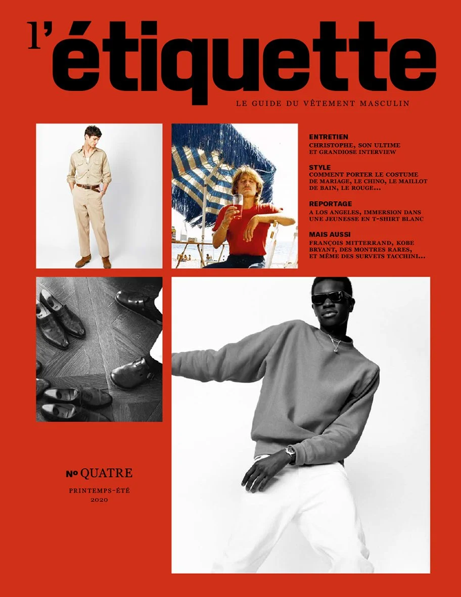  Cover of L’Étiquette Homme No. 4, photographed by Sean Thomas, featuring the issue’s menswear portraits, seasonal looks and style details. 