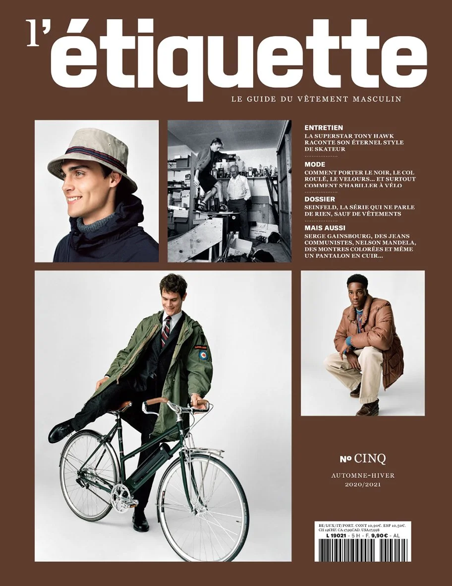  Cover of L’Étiquette Homme No. 5, photographed by Sean Thomas, featuring the issue’s menswear portraits, seasonal looks and style details. 