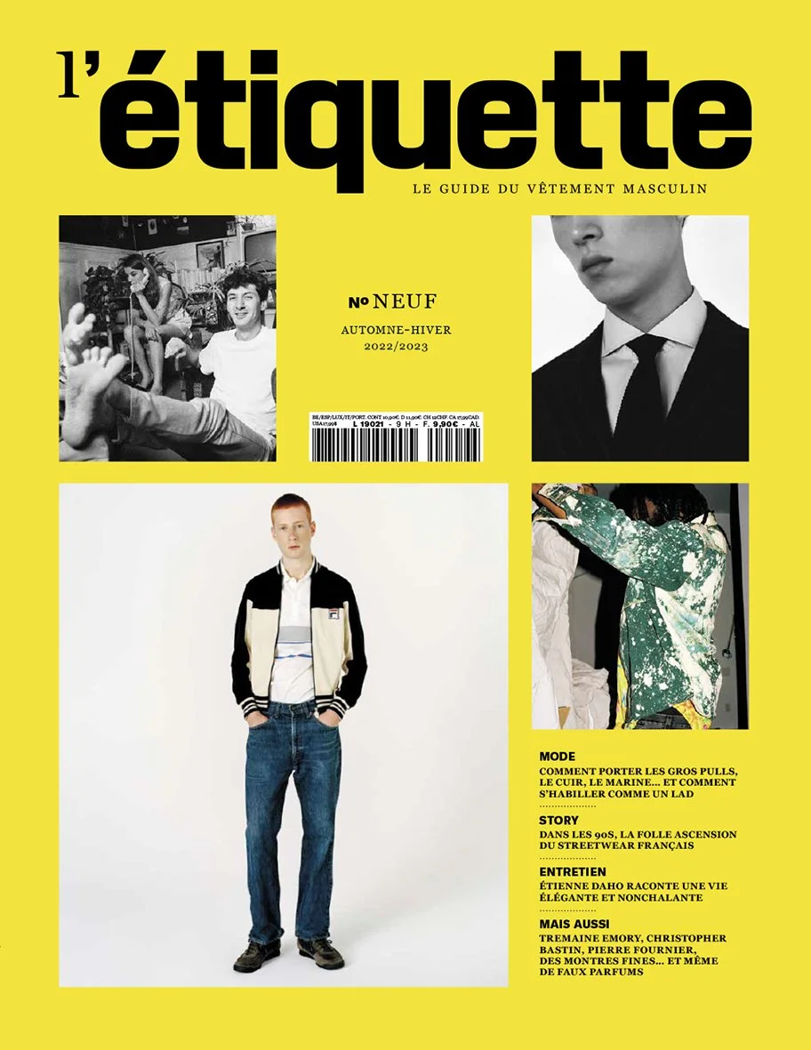  Cover of L’Étiquette Homme No. 9, photographed by Sean Thomas, featuring the issue’s menswear portraits, seasonal looks and style details. 